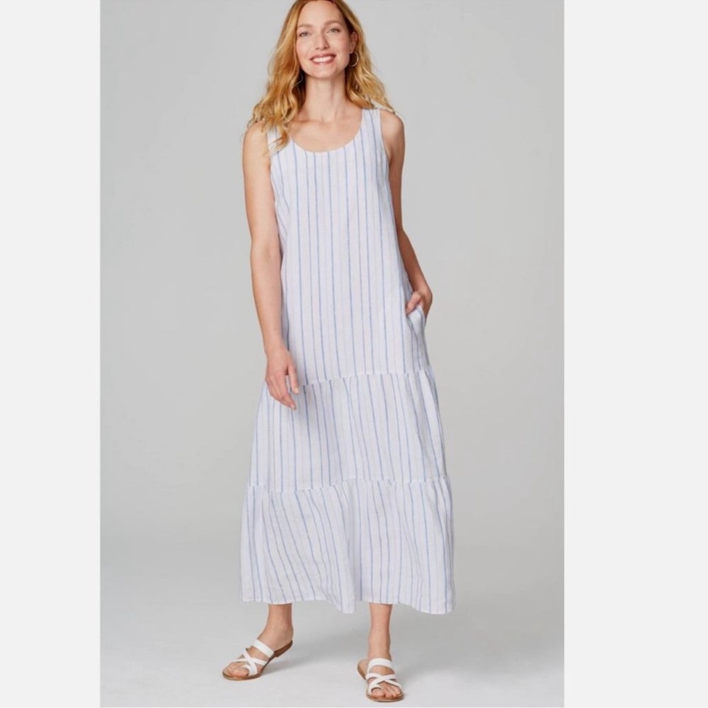 J Jill linen dress with pockets size small.